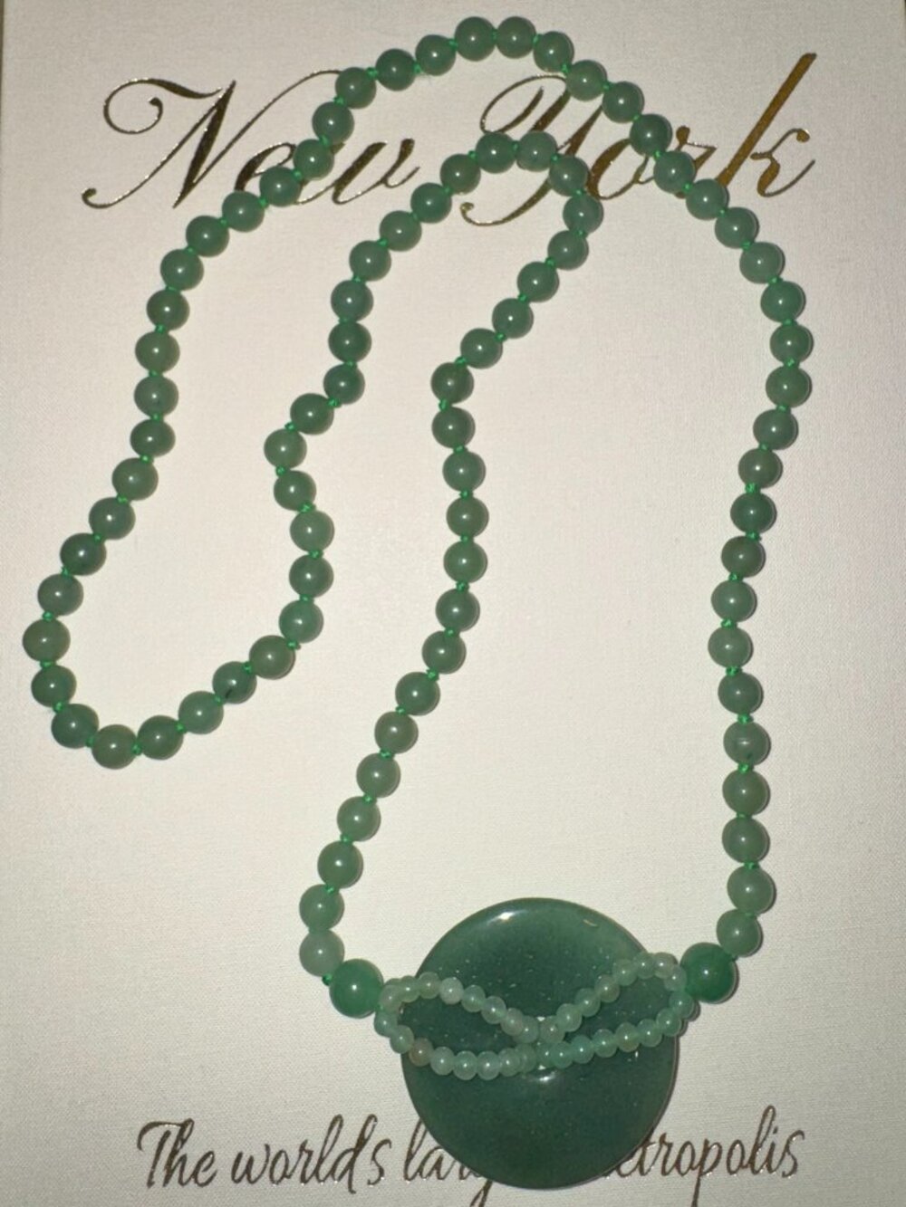 💚 Green Aventurine Donut Pendant Necklace | Jade-Like Gemstone | Never Worn
